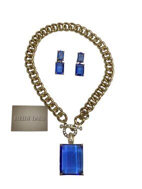 Heidi Daus Hot Rocks Chain Crystal Toggle Enhancer Necklace & Earrings Set